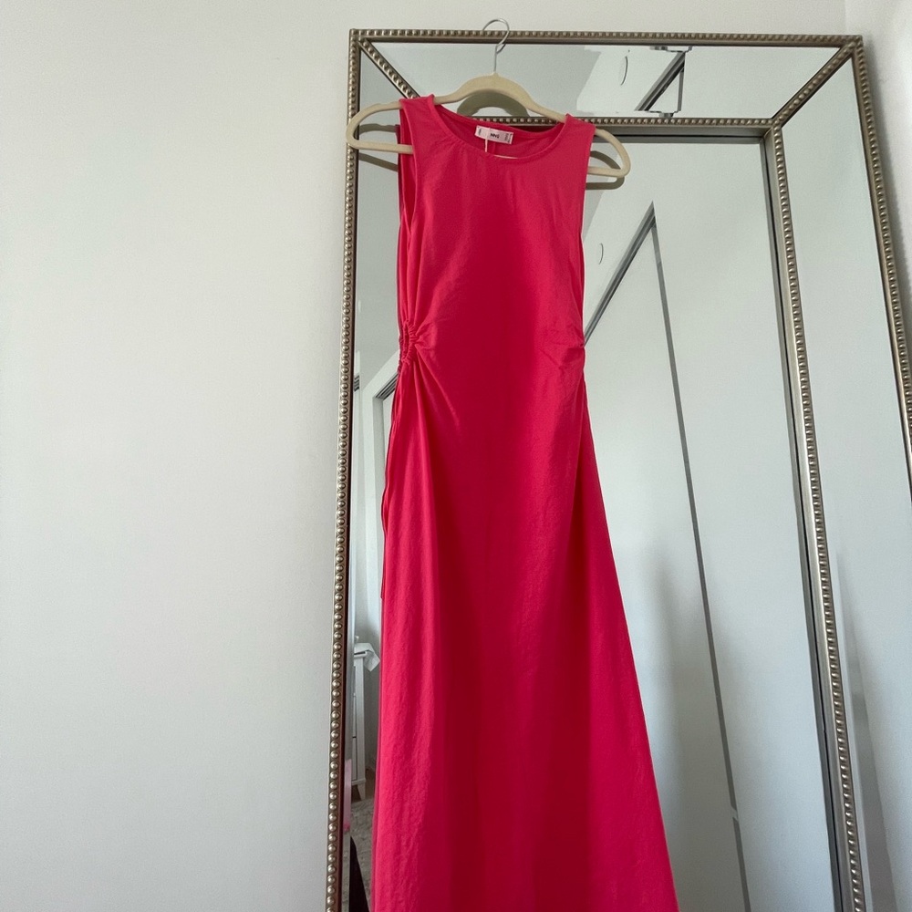 Mango Red Asymmetrical Halter Maxi Dress